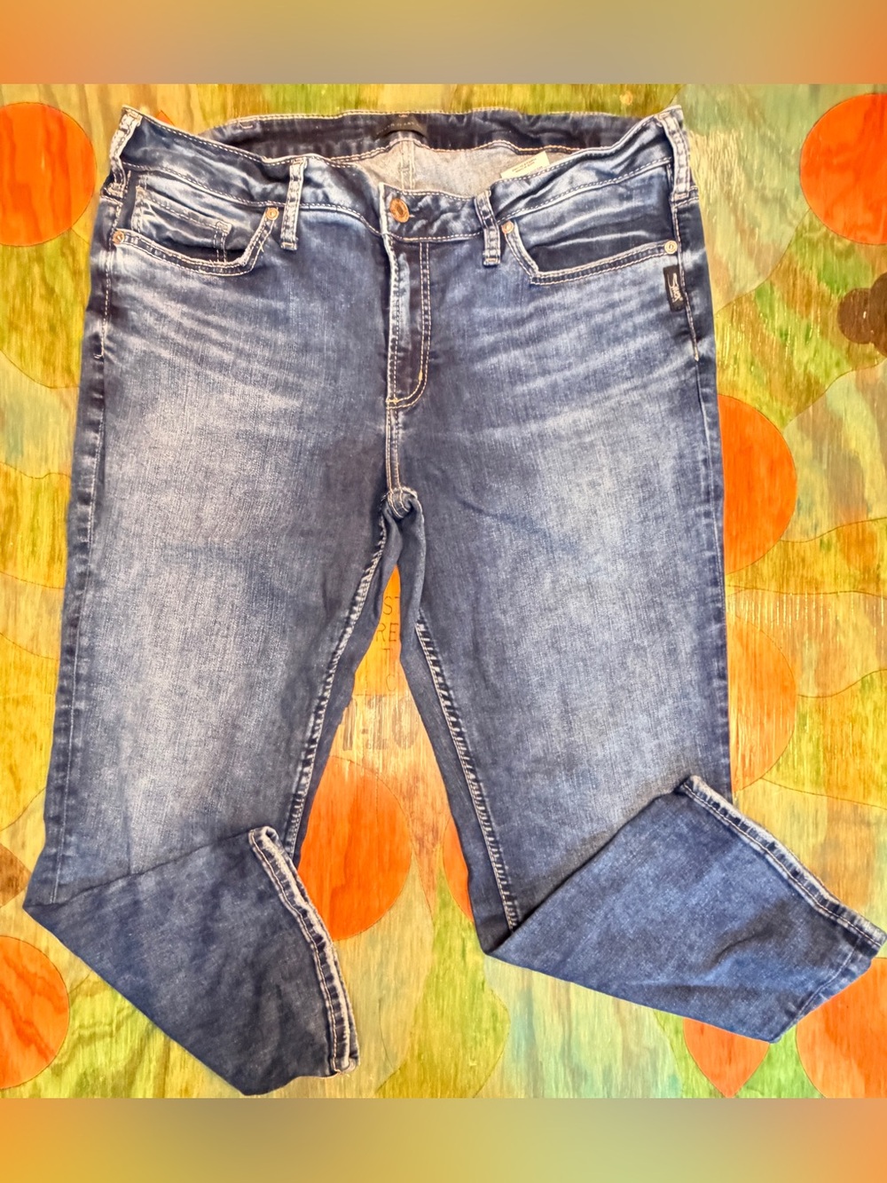Silver Jeans Womens Suki Capri Denim Size 18 L 22.5 Jeans Blue Pull On Pockets B